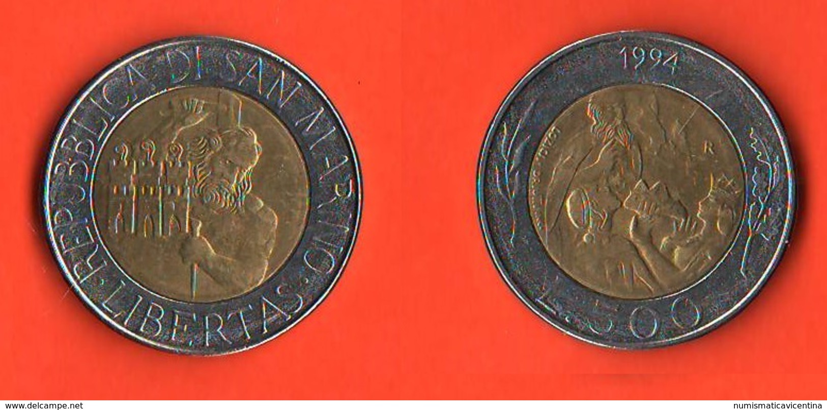 San Marino 500 Lire 1994 Bimetallic Bimetallici - San Marino