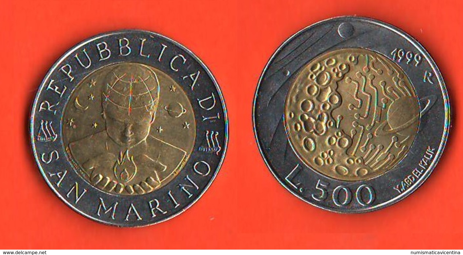 San Marino 500 Lire 1999 Il Cielo Oggi Bimetallic Bimetallici - San Marino