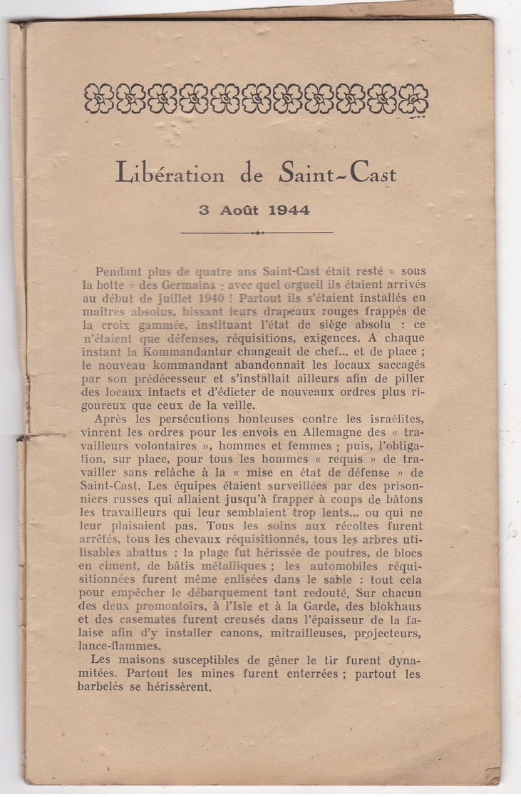 LA LIBERATION DE SAINT CAST GUERRE 3 AOUT 1944 - 1939-45