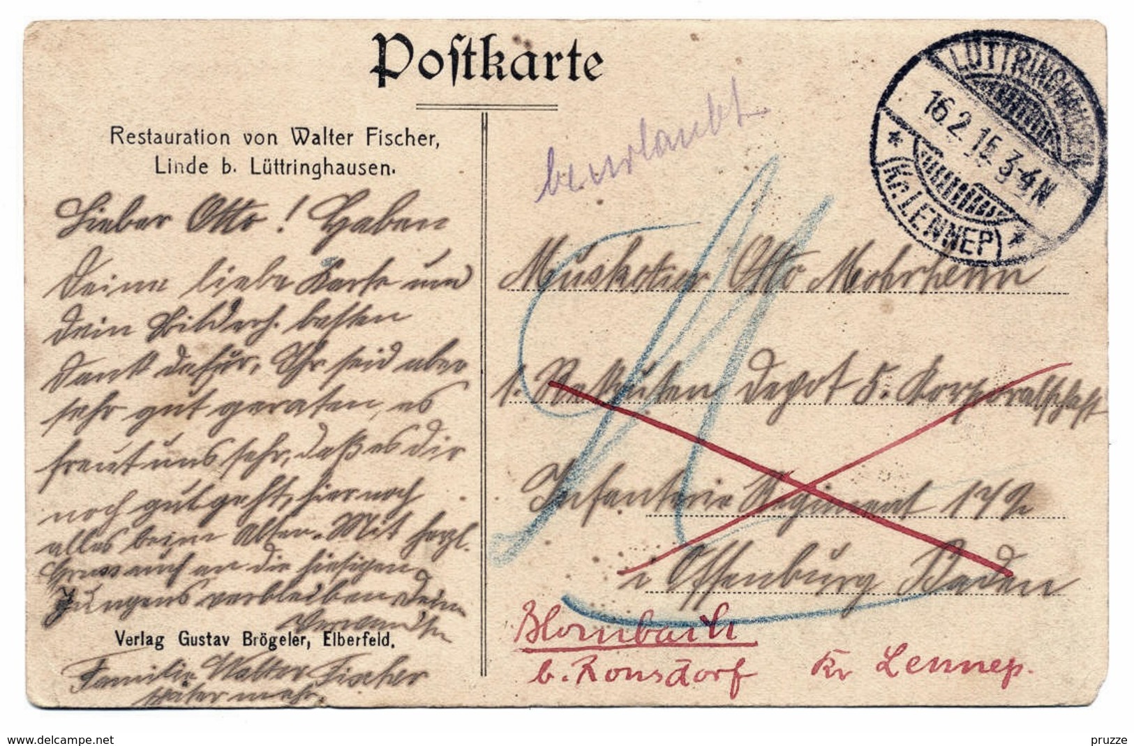 Linde Bei Lüttringhausen / Remscheid 1915 - Nach Offenburg Und Zurück - Remscheid