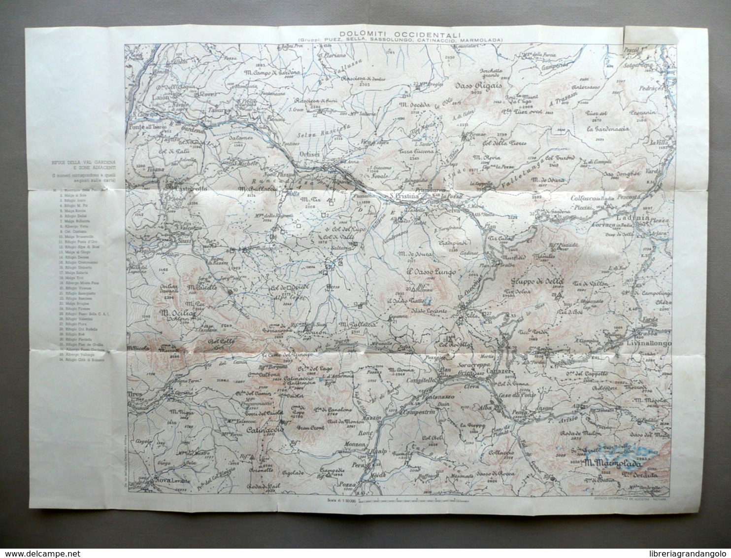 Carta Dolomiti Occidentali Rifugi Val Gardena Zone Adiacenti Anni '30 Alpi - Altri & Non Classificati