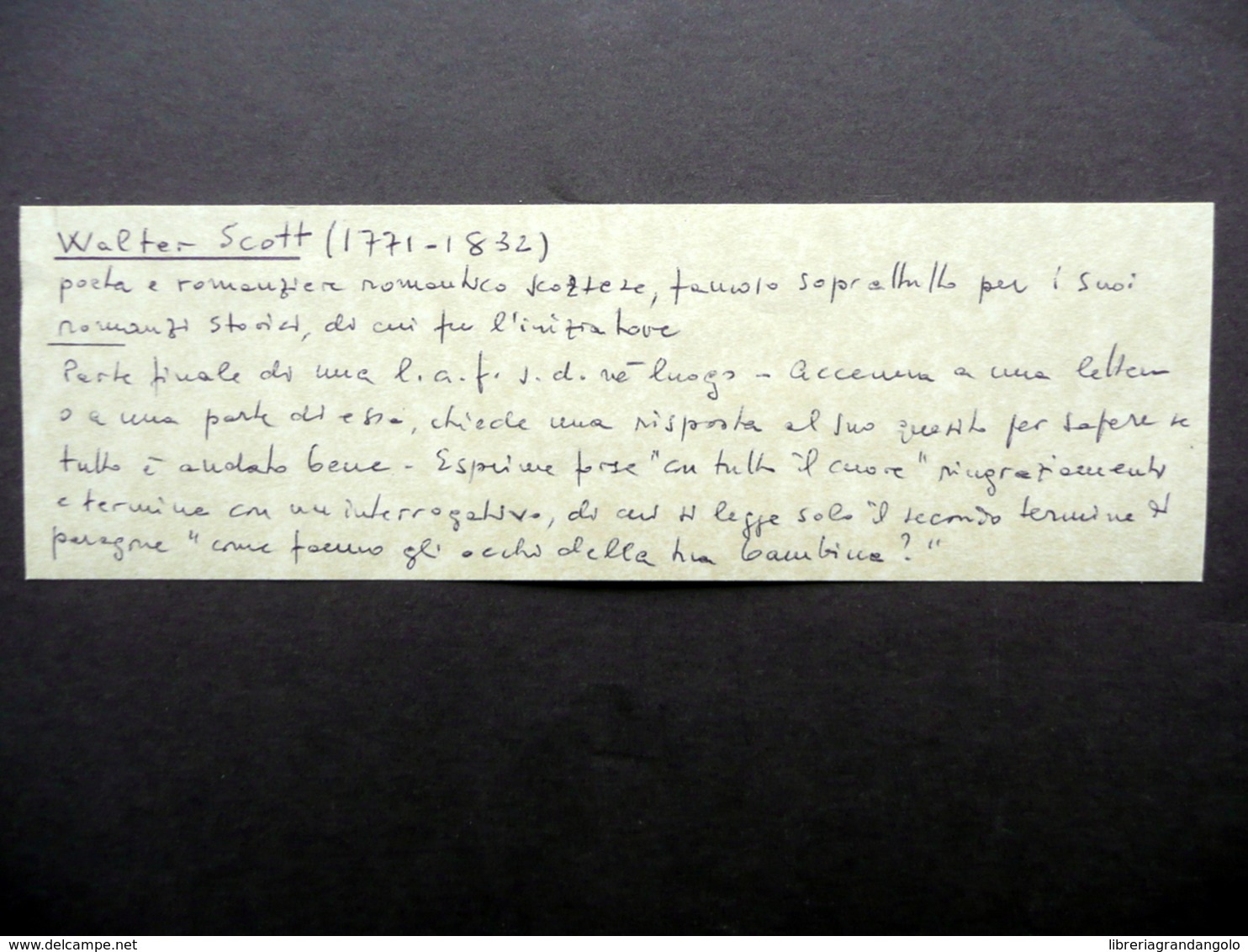 Autografo Sir Walter Scott Scrittore Scozia Ivanhoe Parte Di Lettera Firma - Altri & Non Classificati