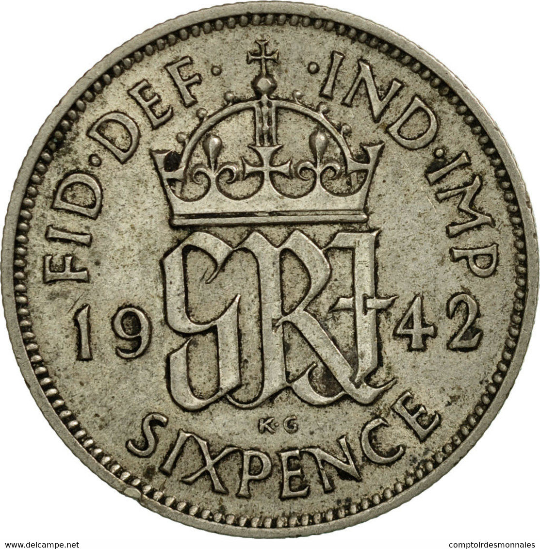 Monnaie, Grande-Bretagne, George VI, 6 Pence, 1942, TB+, Argent, KM:852 - H. 6 Pence