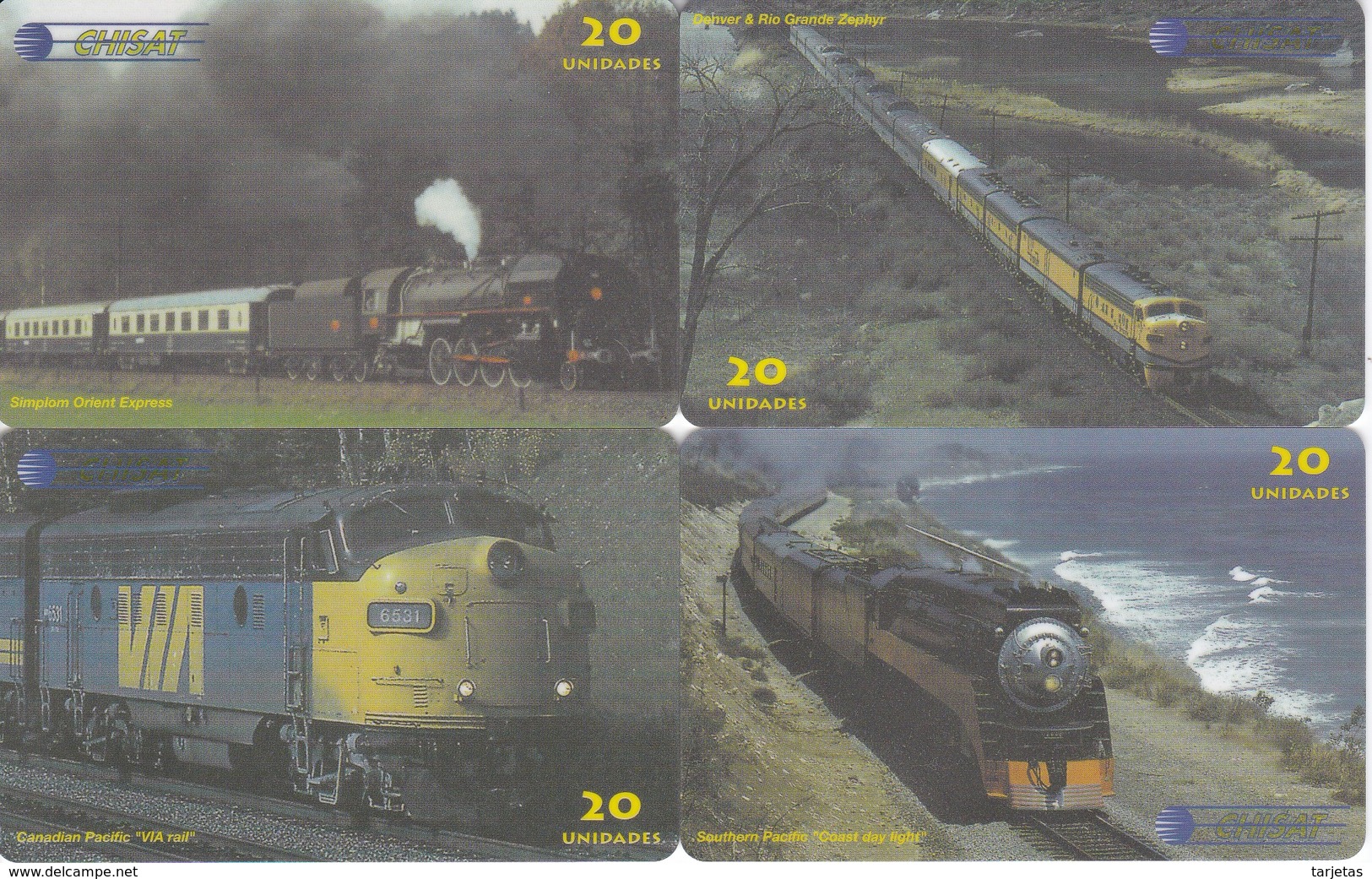 SERIE DE 4 TARJETAS DE CHILE DE UN TREN  (TREN-TRAIN-ZUG) SIN ACTIVAR - Eisenbahnen