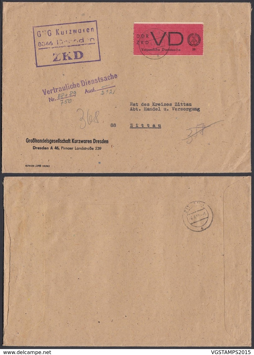 Belgique 1965 -Lettre De Dresden Vers Zittau. DDR Service (D) 3 .  Ref. (VG) DC-0345 - Sonstige & Ohne Zuordnung