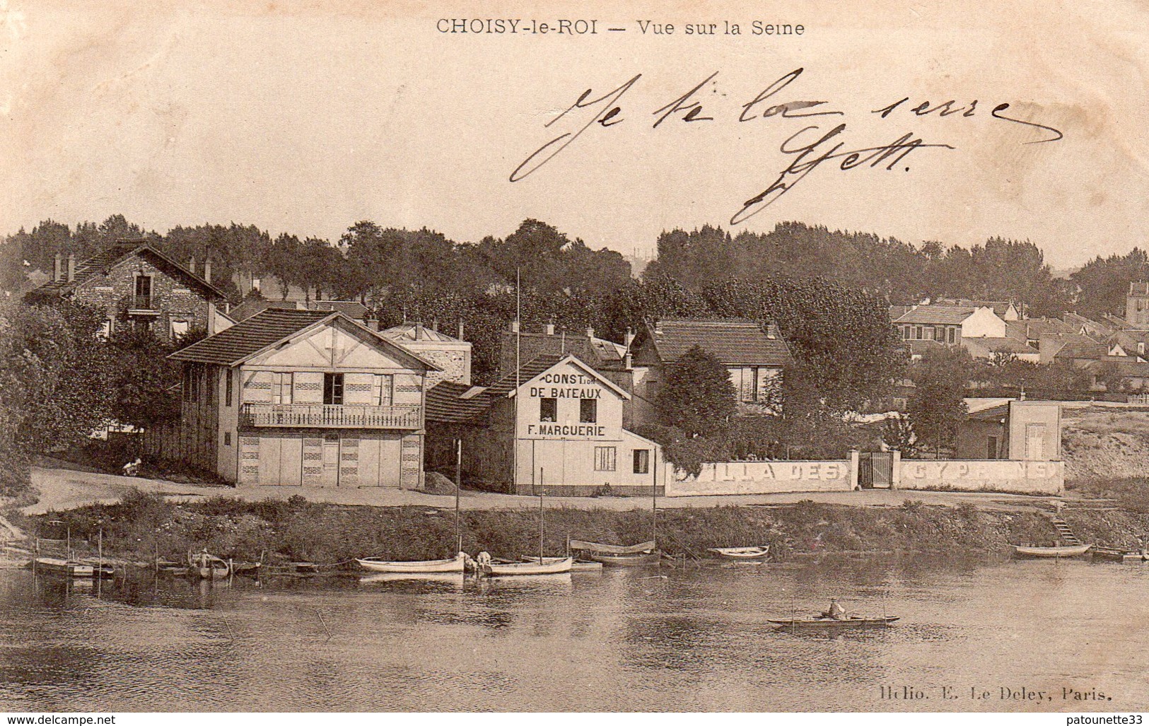 94 CHOISY LE ROI VUE SUR LA SEINE CONSTRUCTION DE BATEAUX F MARGUERIE CARTE PRECURSEUR - Choisy Le Roi