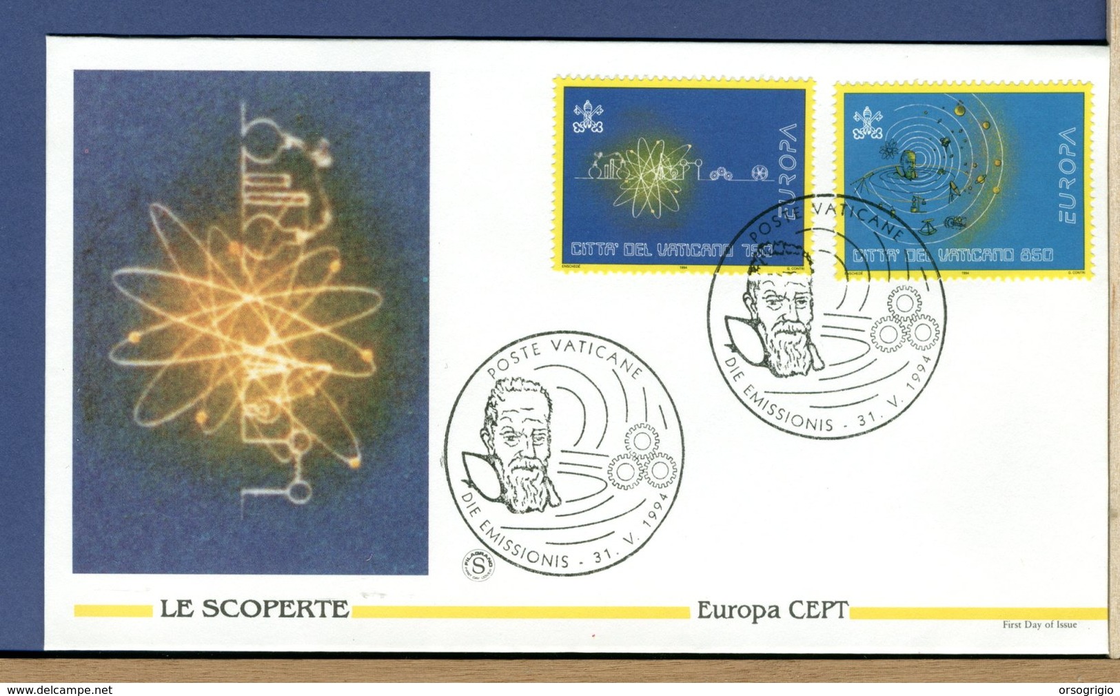 VATICANO - FDC 1994 -  LE SCOPERTE DELL'UOMO -   Ritratto Di  GALILEO  GALILEI - Astronomia