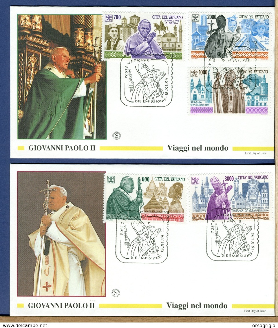 VATICANO - FDC FILAGRANO 1994 -  VIAGGI DEL PAPA NEL MONDO - FDC