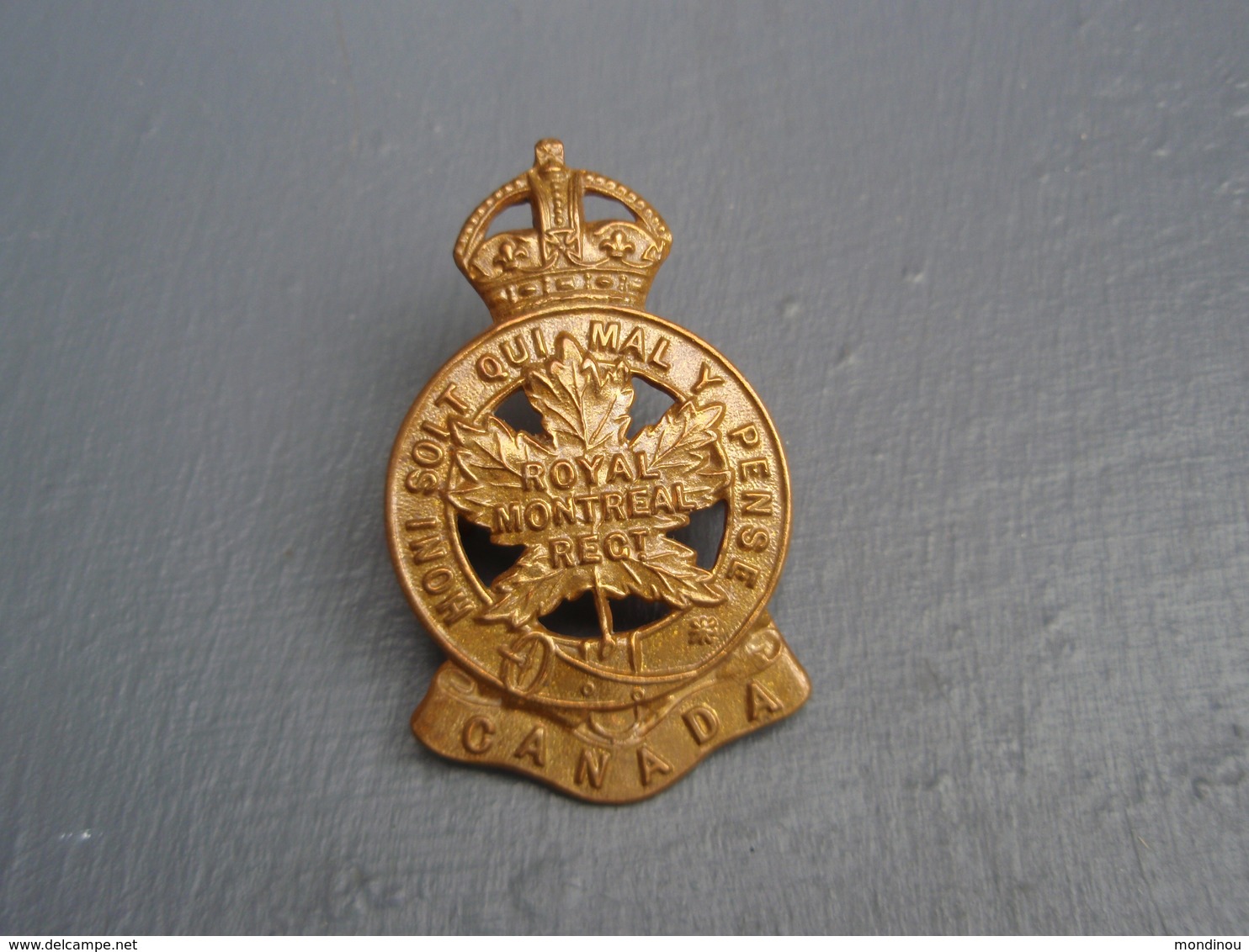 Cap Badge  14th Infantry Battalion The Royal Montreal Regiment - 1914-18