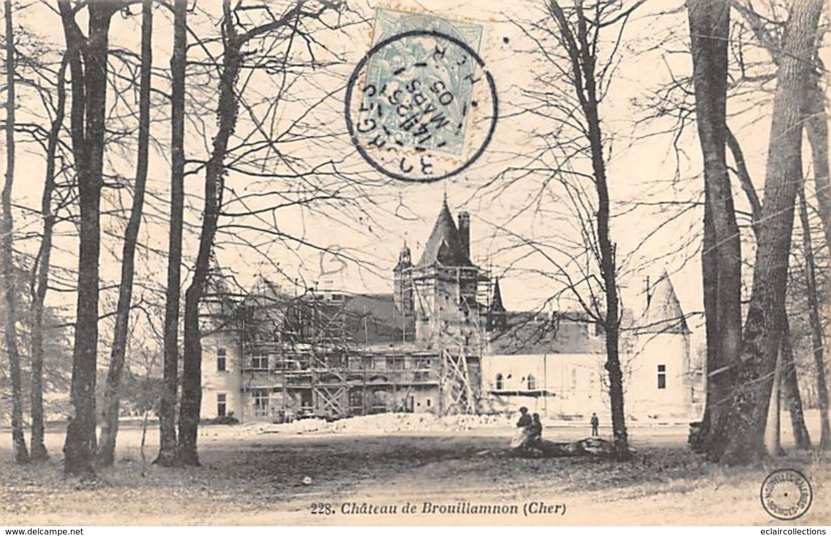 Brouillamnon   18    Le Château : Echaffaudage  Travaux    (voir Scan) - Sonstige & Ohne Zuordnung