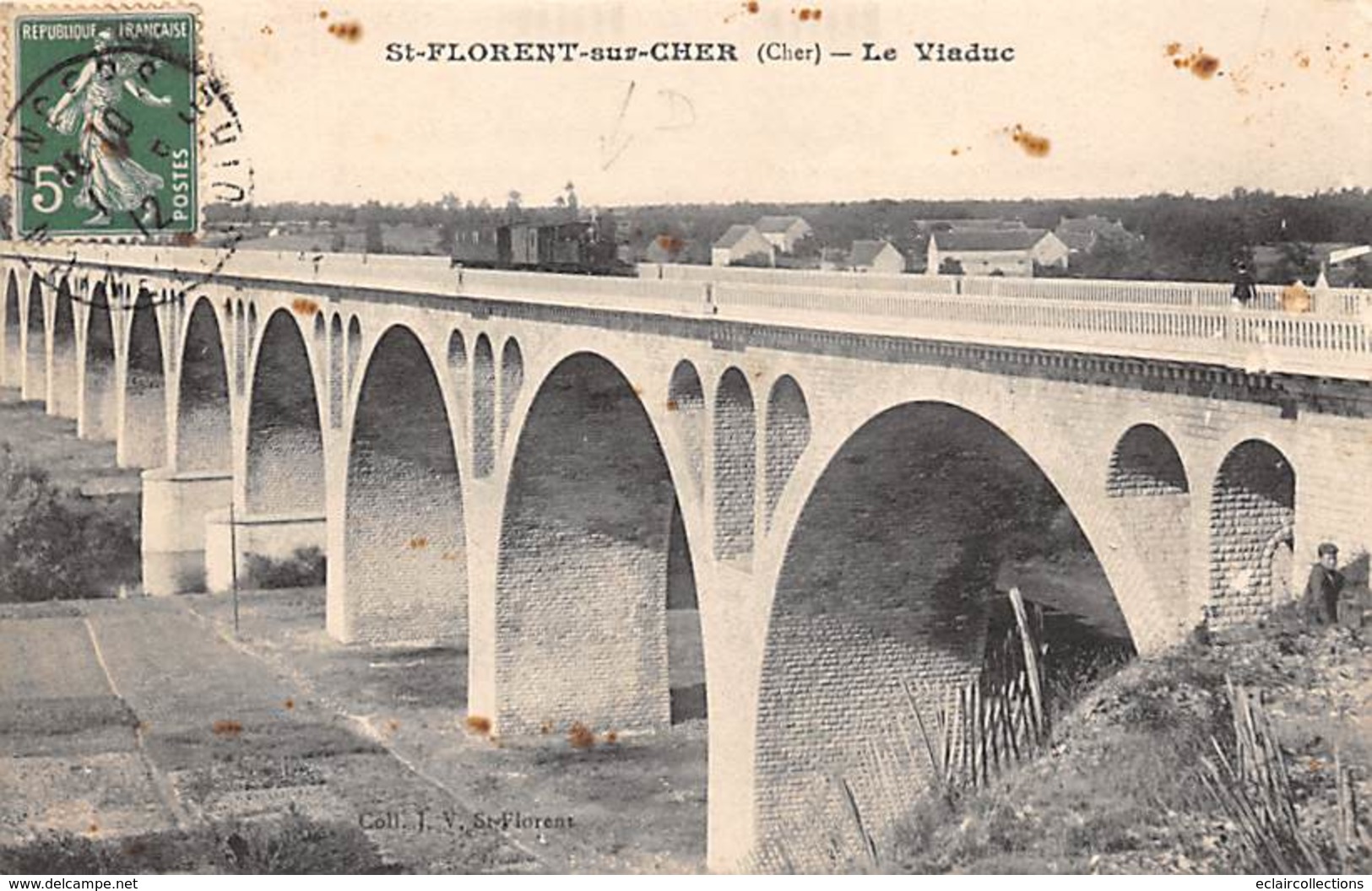 Saint Florent Sur Cher    18       Train Sur Le Viaduc     (voir Scan) - Saint-Florent-sur-Cher