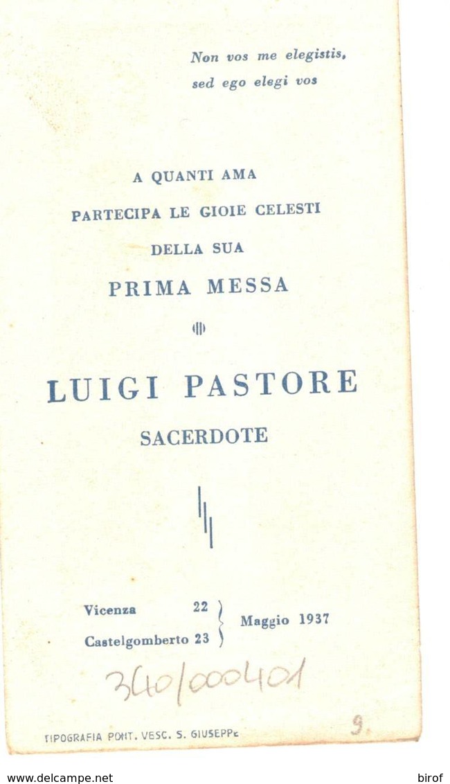 SANTINO - IL BUON PASTORE  N° 158 - PRIMA MESSA SACERDOTE PASTORE - VICENZA - CASTELGOMBERTO - Santini