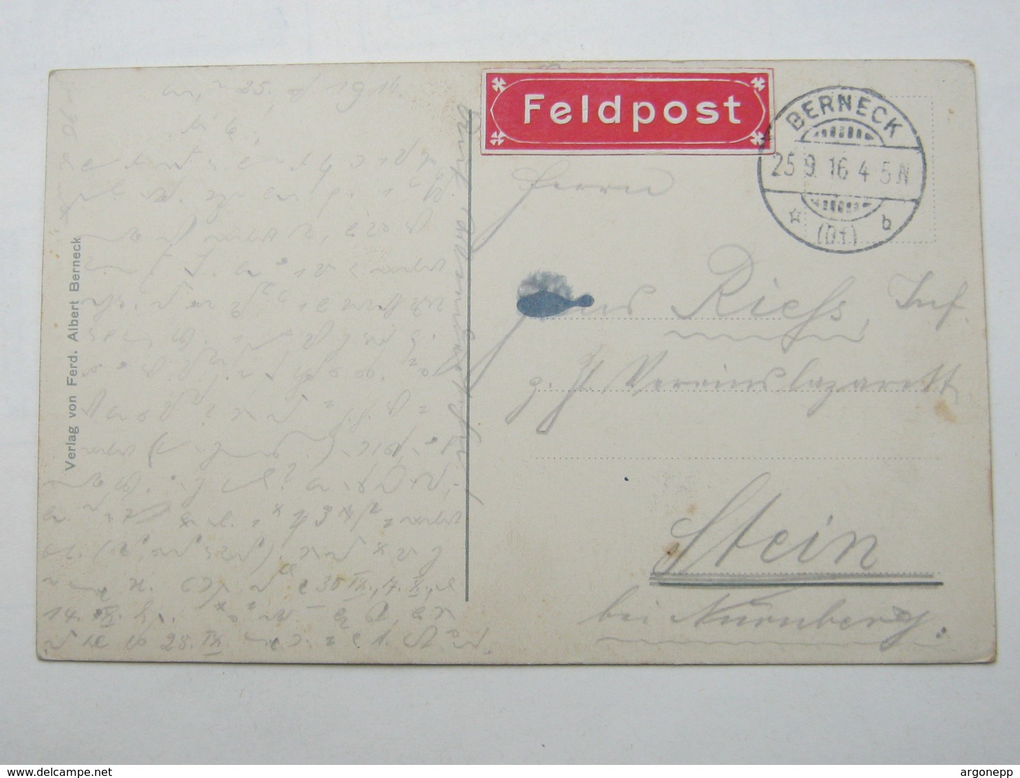 1916 , BERNECK , Klarer Stempel Auf Karte - Feldpost (postage Free)