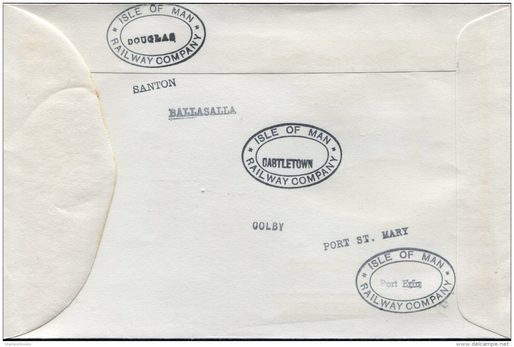 1974 IOM Railway Train Cover. Douglas, Santon, Ballasalla, Castletown, Colby, Port St Mary, Port Erin - Isle Of Man