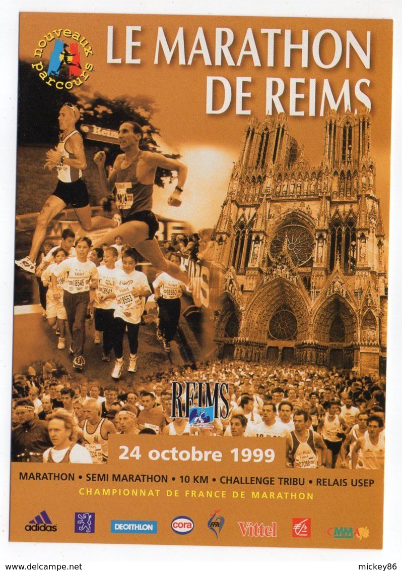 REIMS -- 1999--carte Publicitaire "Le Marathon De Reims" - Reims