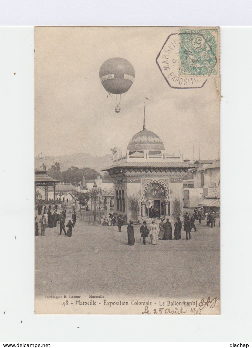 Carte Postale Marseille Vignette Exposition Coloniale. CAD Hexagonal Exposition Coloniale 1906. (761) - Cachets Manuels