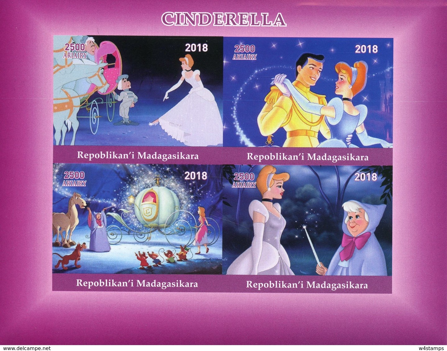 Madagascar 2018 MNH Cinderella 4v IMPF M/S Disney Cartoons Animation Stamps - Disney