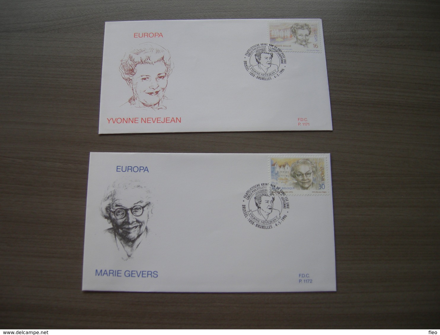 BELG.1996 2636 & 2637 FDC's (Brus/Brux) : " Europa 1996 "- Femmes Célèbres,Beroemde Vrouwen : Nevejean & Gevers " - 1991-2000