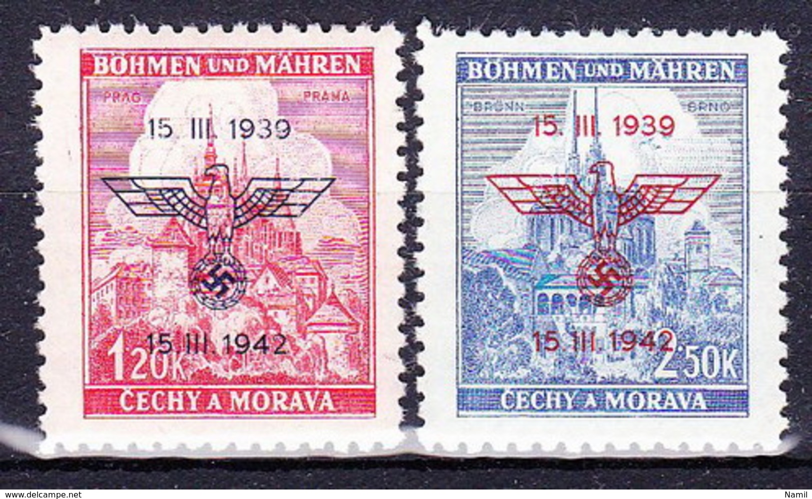 Boheme Et Moravie 1942 Mi  83-4 (Yv 76 A+B), (MNH)** - Unused Stamps