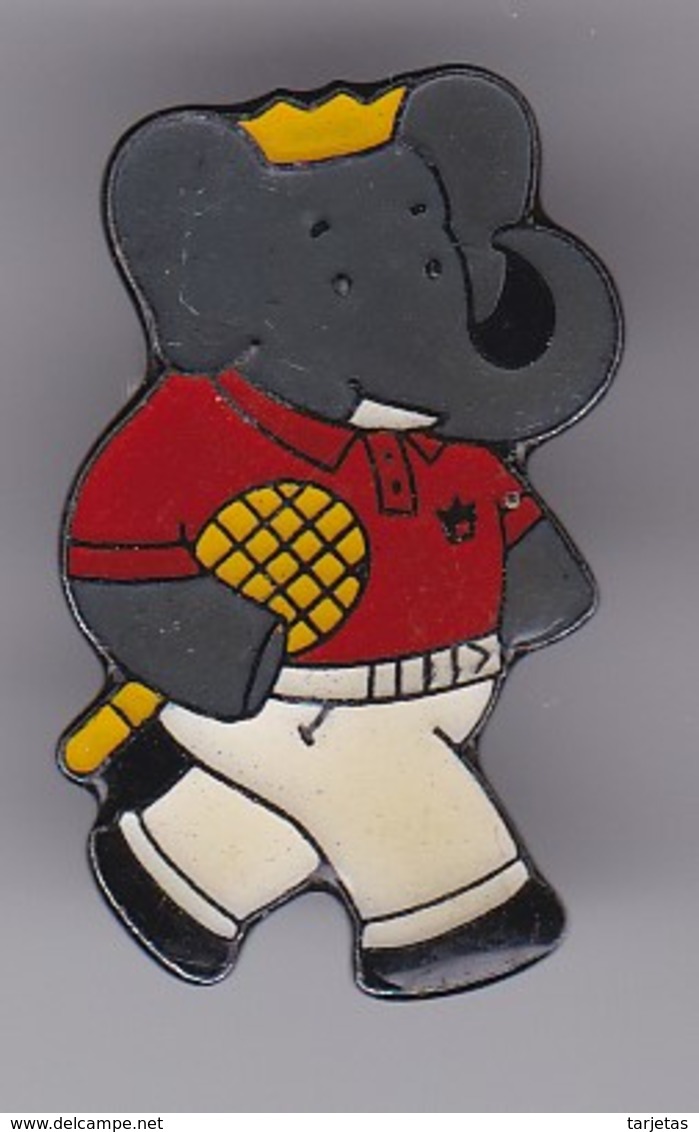 PIN DE UN ELEFANTE  (ELEPHANT) BABAR CON RAQUETA DE TENIS - Animaux