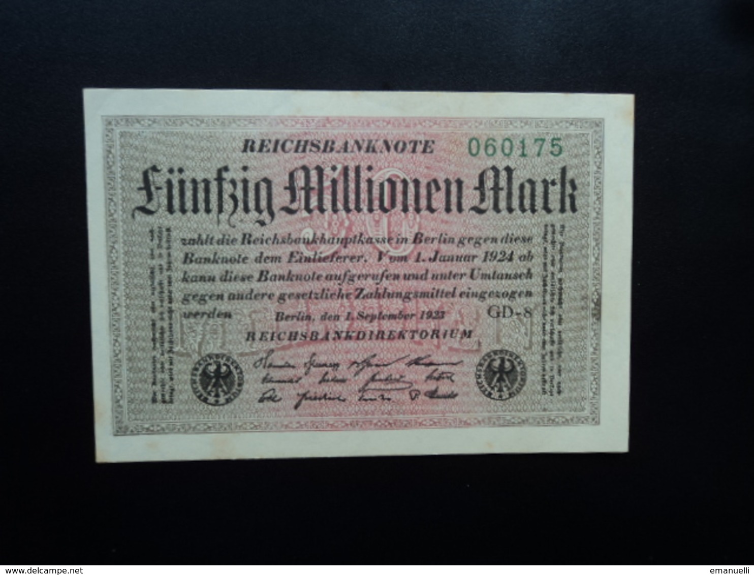 ALLEMAGNE : 50 MILLIONEN MARK   1.9.1923    P 109f     Presque SPL  * - 50 Miljoen Mark