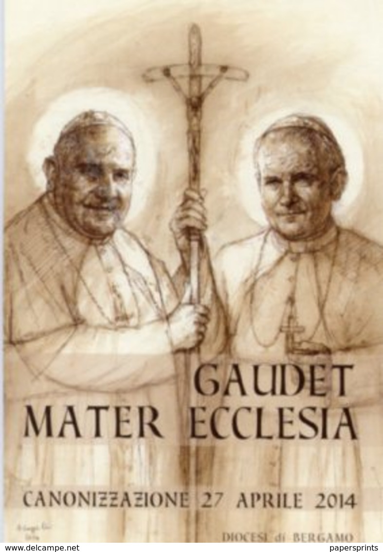 Santino CANONIZZAZIONE PAPI, GIOVANNI XXIII E GIOVANNI PAOLO II, GAUDET MATER ECCLESIA, 27/4/2014 - PERFETTO P82 - Godsdienst & Esoterisme