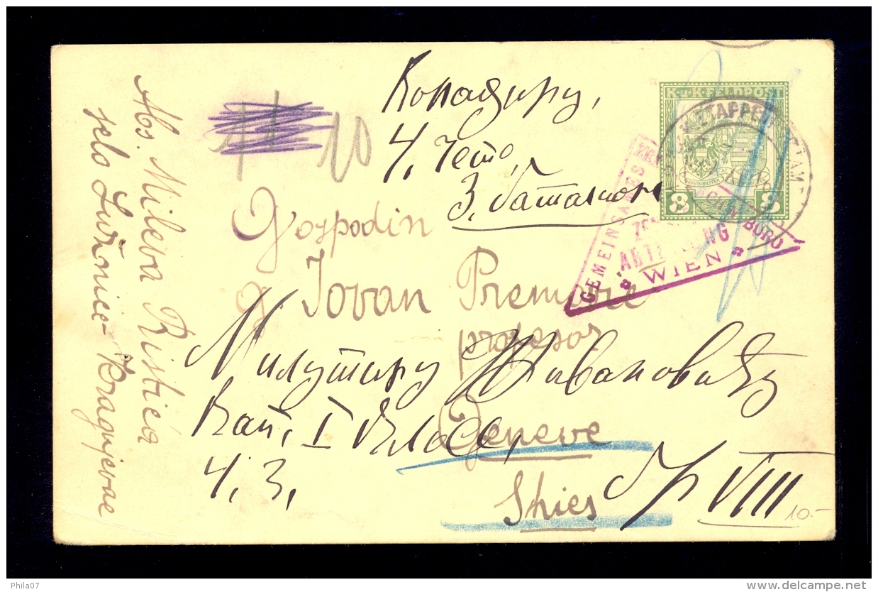 AUSTRIA - Military Postal Stationery Sent From Beograd (K.u.K. ETAPPENPOSTAMT BELGRADE) / 2 Scans - Sonstige & Ohne Zuordnung