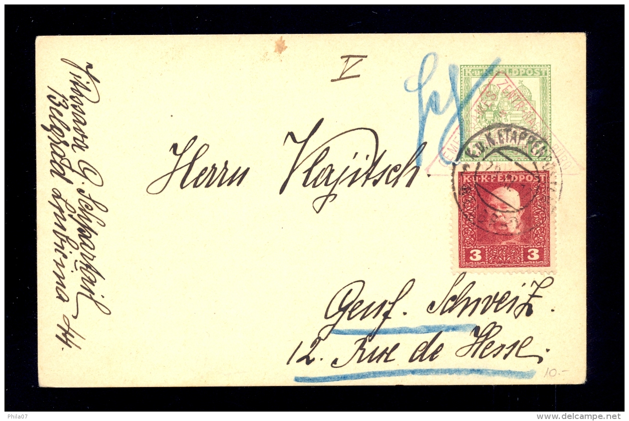 AUSTRIA - Military Postal Stationery Sent From Beograd (K.u.K.  ETAPPENPOSTAMT BELGRADE) / 2 Scans - Autres & Non Classés