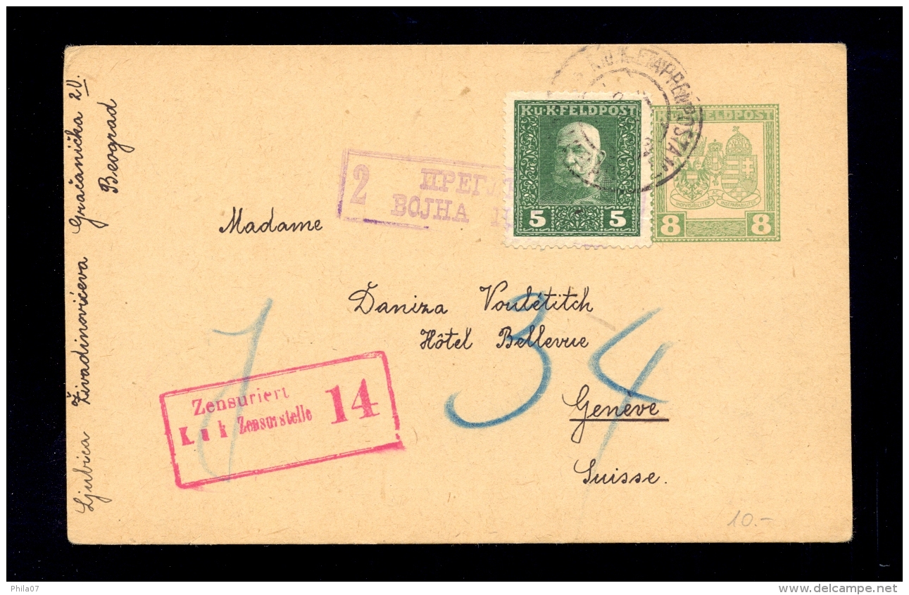 AUSTRIA - Military Postal Stationery Sent From Beograd (K.u.K.  ETAPPENPOSTAMT BELGRADE) / 2 Scans - Altri & Non Classificati