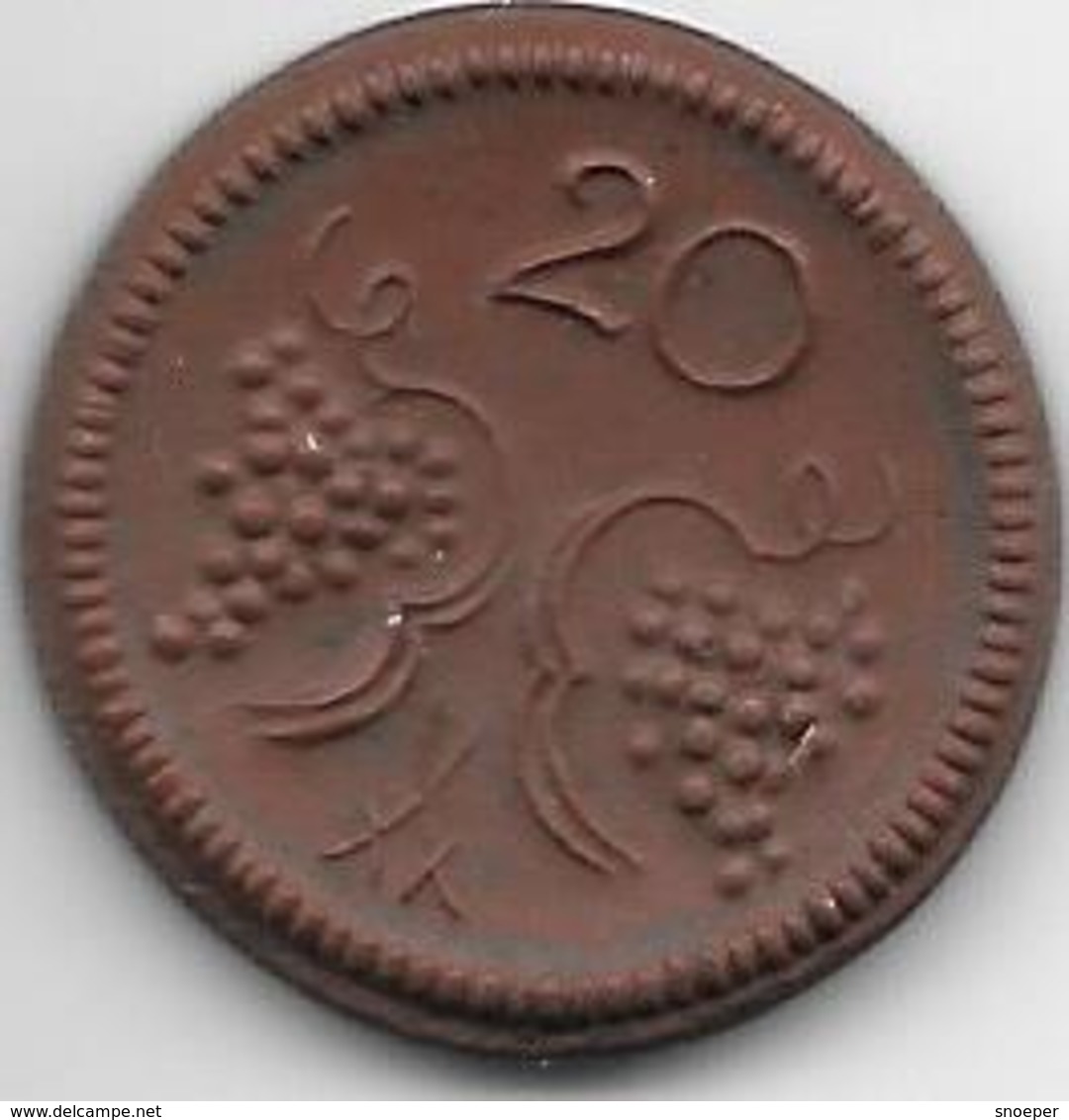 *notgeld Munsterberg  20 Pfennig   Braun Porcelein  Nd 9837.6 - Andere & Zonder Classificatie