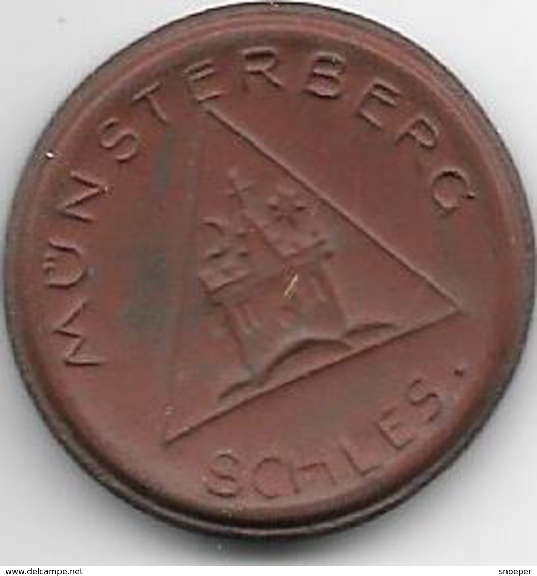 *notgeld Munsterberg  20 Pfennig   Braun Porcelein  Nd 9837.6 - Andere & Zonder Classificatie