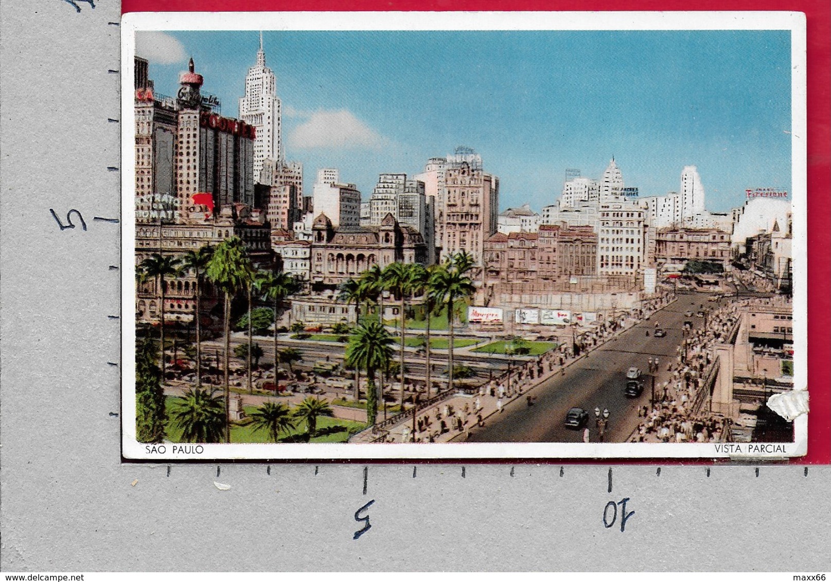 CARTOLINA VG BRASILE - SAO PAULO - Vista Parcial - 9 X 14 - ANN. 1953 ATM MECCANICA ROSSA - São Paulo