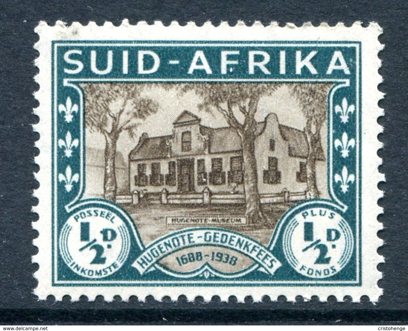 South Africa 1939 250th Anniversary Of Huguenot Landing - ½d+½d Old Vicarage - Single HM (SG 82) - Unused Stamps