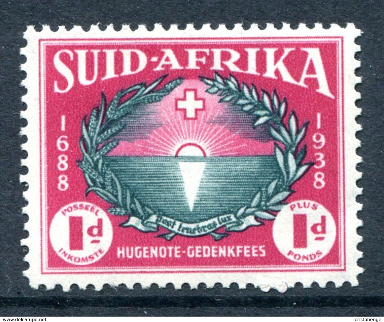 South Africa 1939 250th Anniversary Of Huguenot Landing - 1d+1d Symbol Of The Reformation - Single HM (SG 83) - Unused Stamps