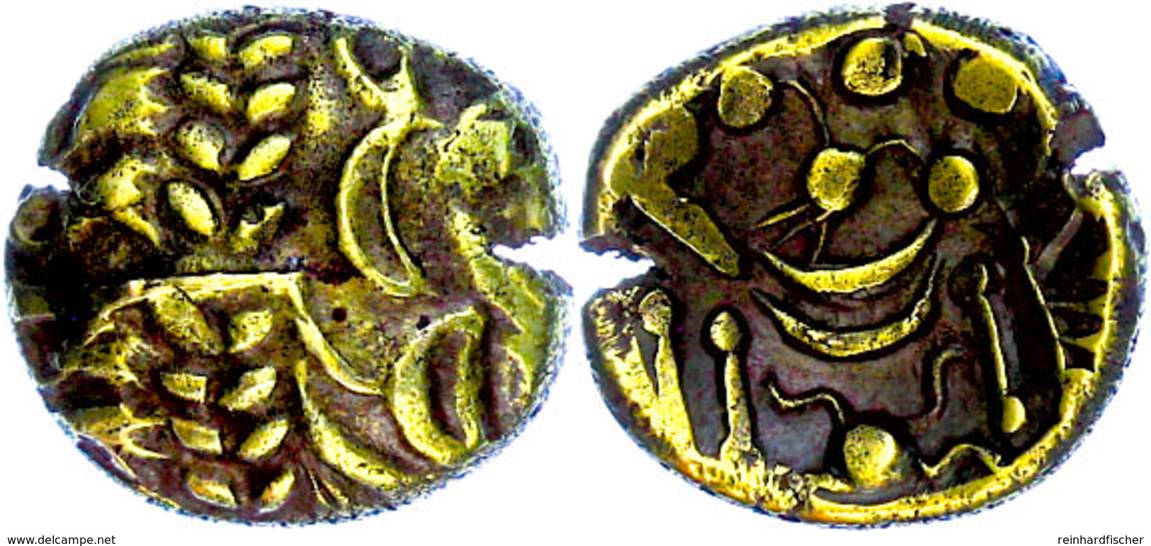 Britannia, Stater (5,93g). Av: Stilisierter Kopf Nach Rechts. Rev: Stilisiertes Pferd Nach Rechts, Darüber Und Darunter  - Galle