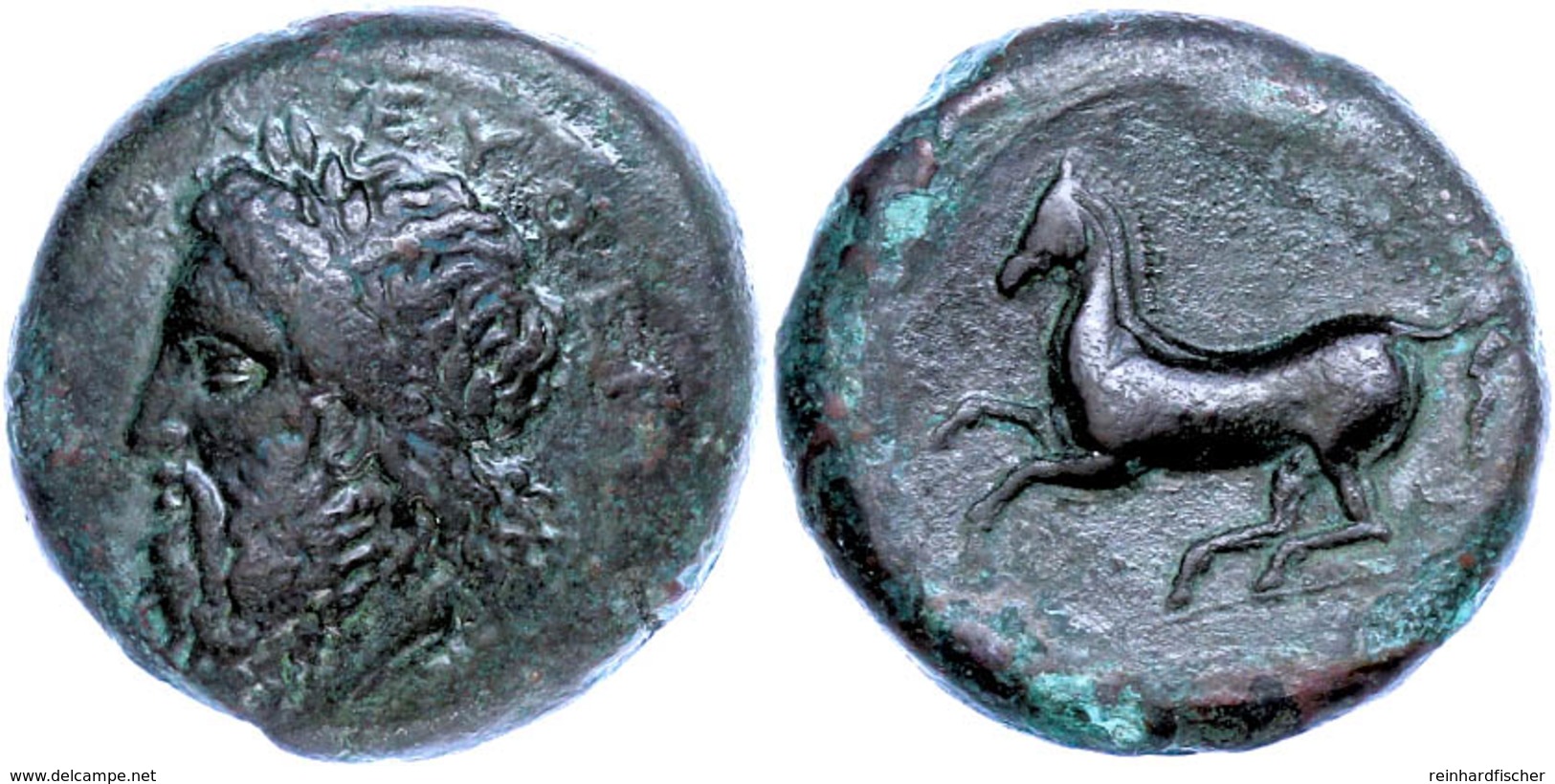 Syrakus, Timoleon, Æ-Hemilitron (17,78g), 344 V. Chr., Av: Kopf Des Zeus Eleutherios L. Nach Links, Darum Umschrift, Rev - Sicily
