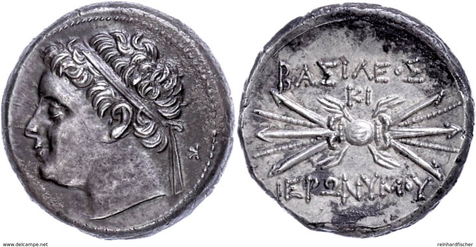 Syrakus, 10 Litren (8,41g), 215-214 V. Chr., Hieronymos. Av: Kopf Des Königs Mit Diadem Nach Links, Dahinter "K" (retrog - Sicile