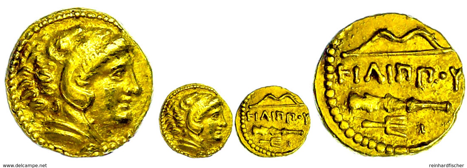 Pella, 1/4 Stater (2,11g), Gold, 359-336 V. Chr., Philipp II. Av: Herakleskopf Mit Löwenfell Nach Rechts. Rev: Schrift,  - Altri & Non Classificati