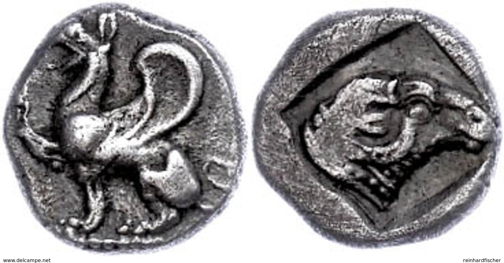 Abdera, Trihemiobol (1,69g), Ca. 2. Hälfte 5. Jhdt. V. Chr.. Av: Greif Nach Links. Rev: Widderkopf Nach Rechts. Ss.  Ss - Other & Unclassified