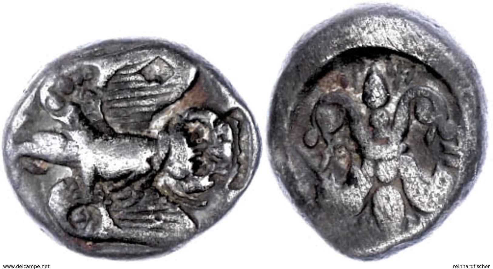 Olympia, Drachme (5,72g), Ca. 460 V. Chr. Av: Fliegender Adler Mit Schlange Nach Links, Gegenstempel. Rev: Geflügelter B - Other & Unclassified