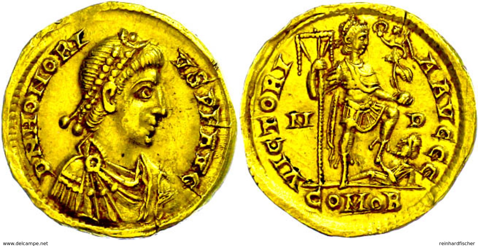 Honorius, 393-424, Solidus (4,05g), Mediolanum. Av: Büste Nach Rechts, Darum Umschrift. Rev: Kaiser Mit Viktoria Und Lab - Other & Unclassified