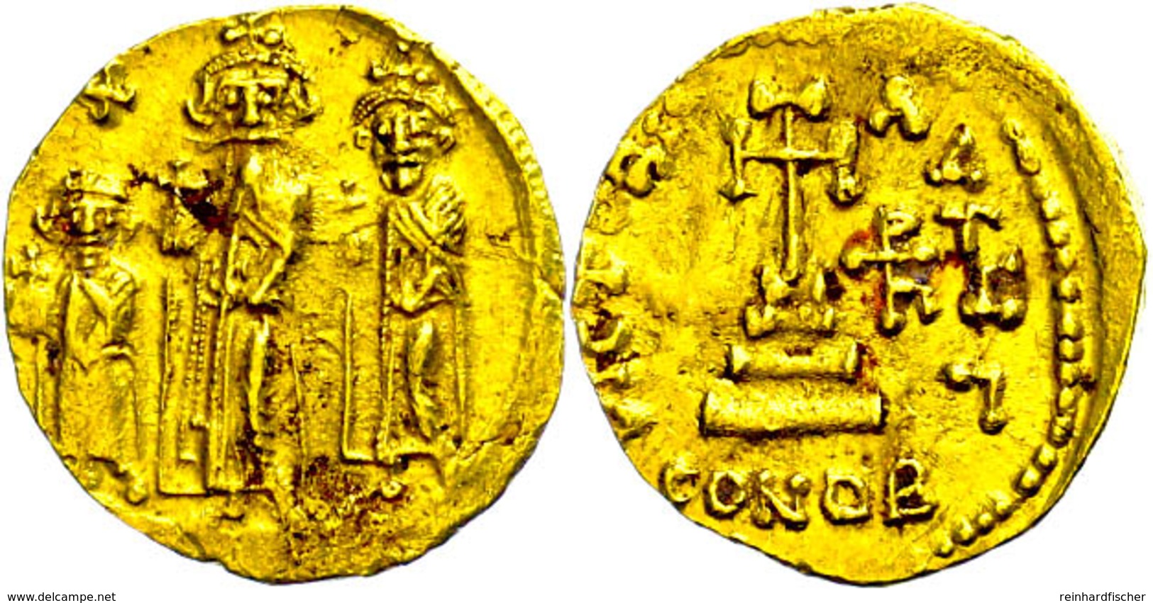 Heraclius, 610-641, Solidus (4,49g), Konstantinopel. Av: Heraclius Zwischen Heraclius Constantin Und Heraclonas Von Vorn - Byzantine