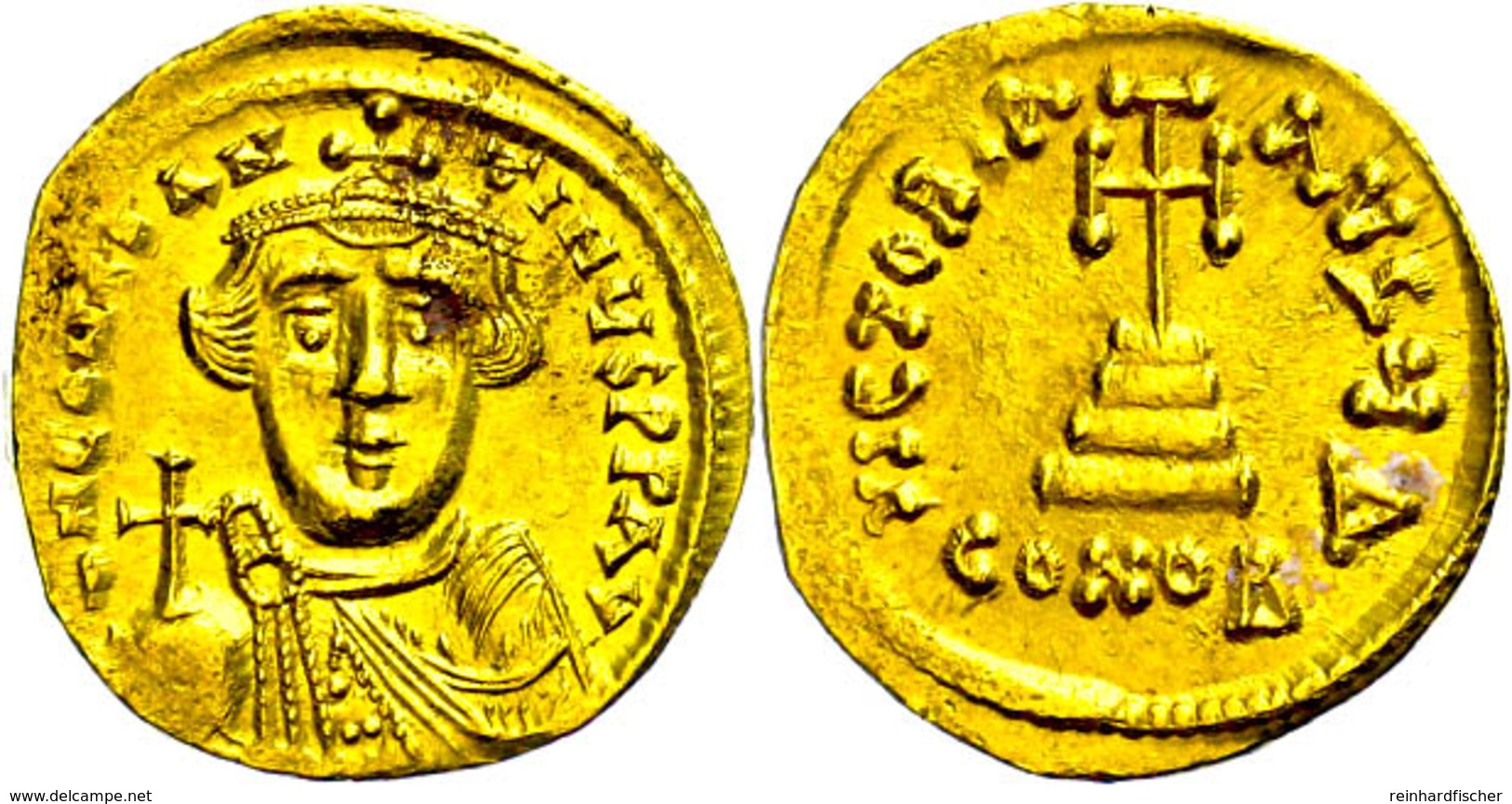 Constans II., 641-668, Solidus (4,39g), Konstantinopel. Av: Büste Von Vorn, Darum Umschrift. Rev: Krückenkreuz Auf Drei  - Byzantine