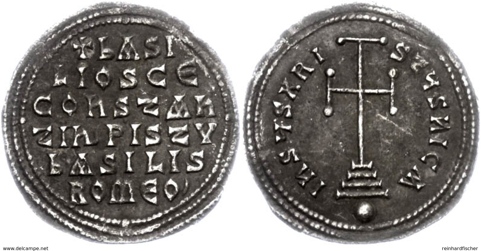 Basilus I., 867-886, Miliaresion (2,86g), Konstantinopel. Av: Krückenkreuz Auf Drei Stufen. Rev: 6 Zeilen Schrift. Sear  - Byzantine