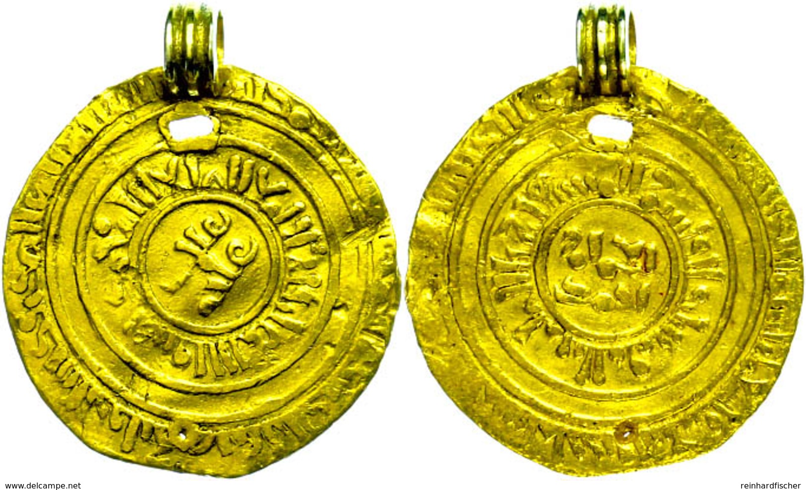Fatimiden, Dinar (4,42g), 12. Jhd., Gehenkelt Und Gelocht, Ss.  Ss - Islamische Münzen