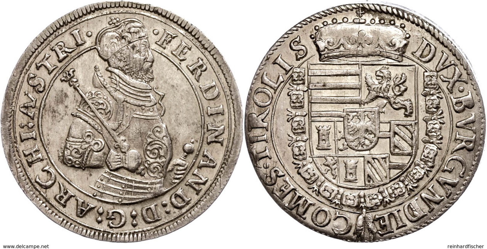 Taler, O.J. (1564-1595), Ferdinand II., Hall, Dav. 8097, Vz+. - Austria