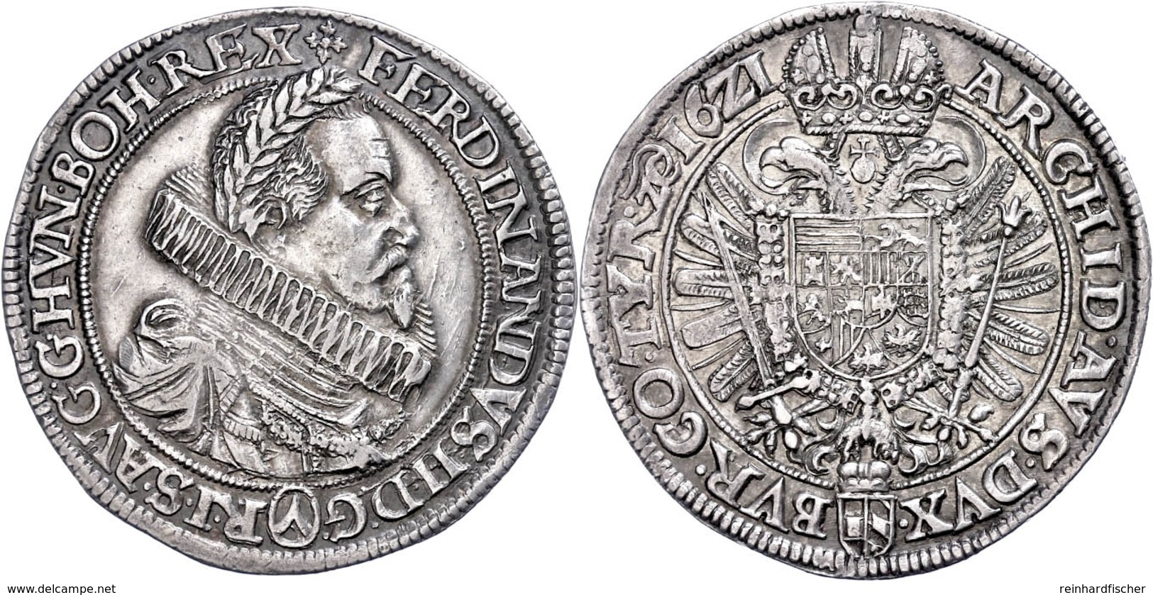 Taler, 1621, Ferdinand II., Wien, Herinek 366c, Ss-vz.  Ss-vz - Austria