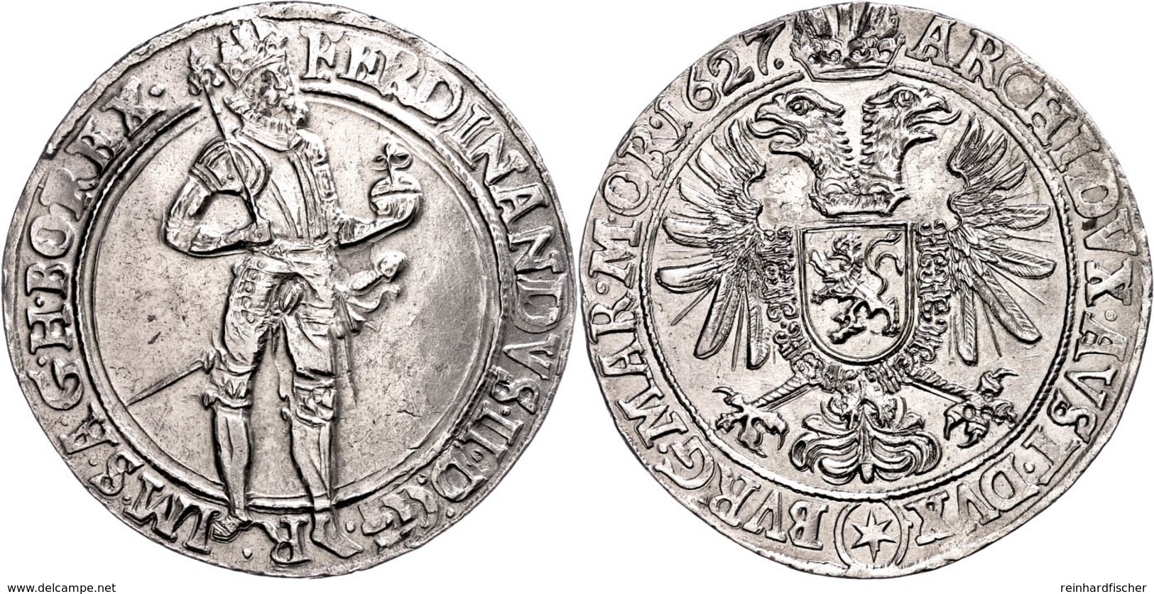 Taler, 1627, Ferdinand II., Kuttenberg, Dav. 3143, F. Vz. - Austria