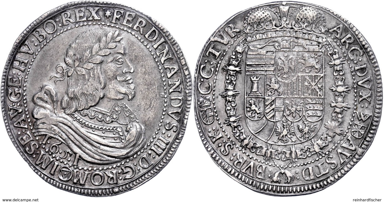 Taler, 1651, Ferdinand III., Wien, Dav. 3181, Ss.  Ss - Austria