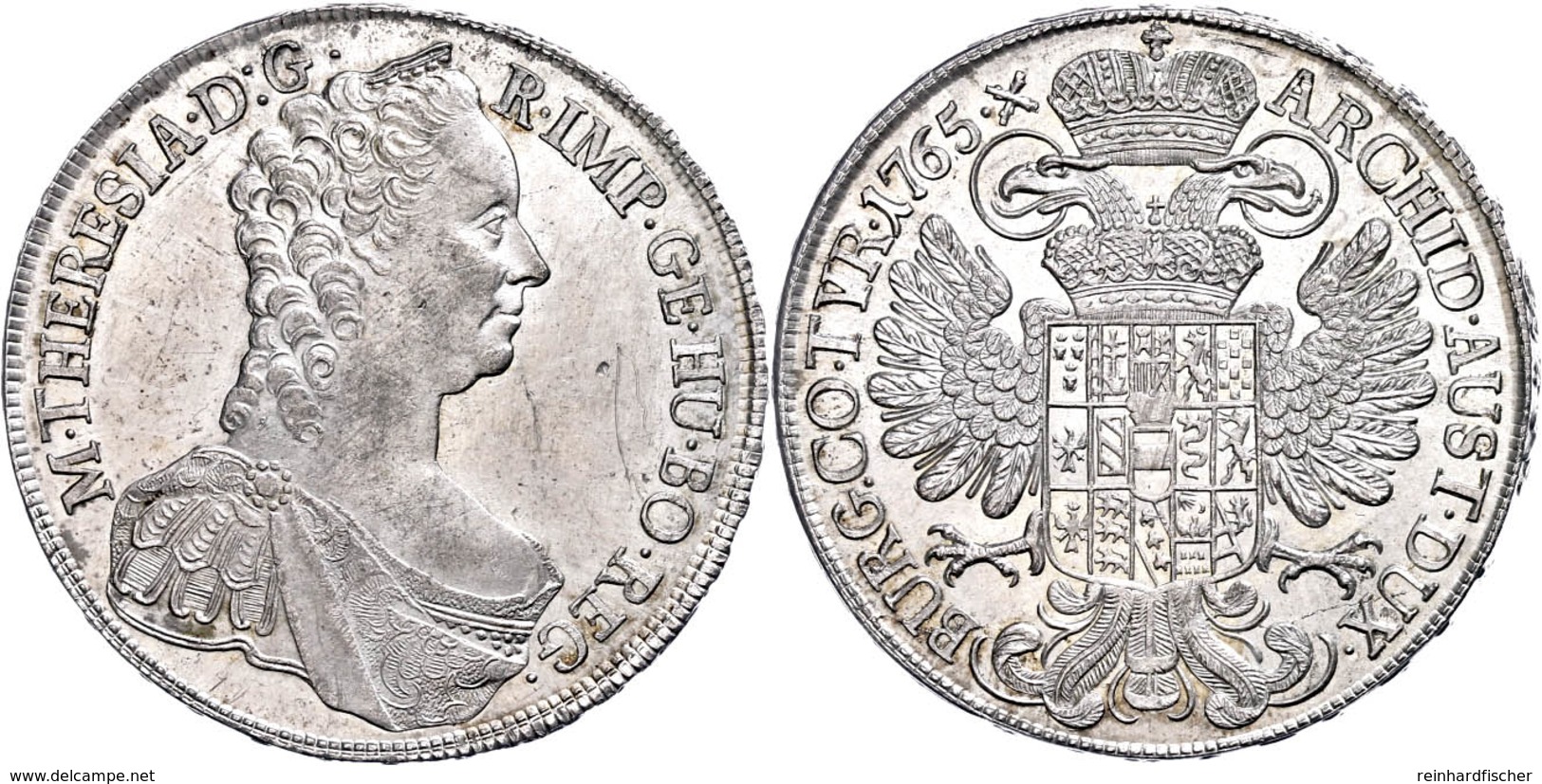 Taler, 1765, Maria Theresia, Wien, Dav. 1112, Eypeltauer 74, Avers Vz-st, Revers F. St. - Oostenrijk